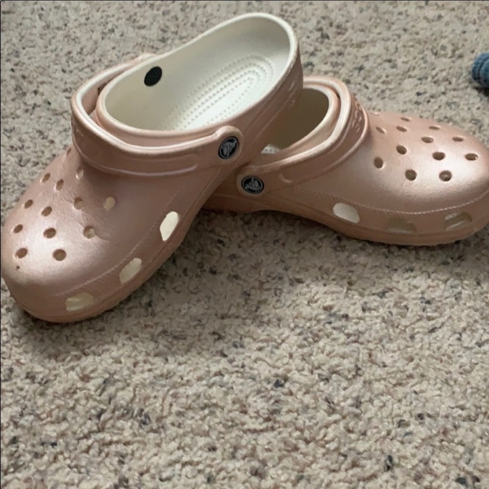 Rose gold crocs
